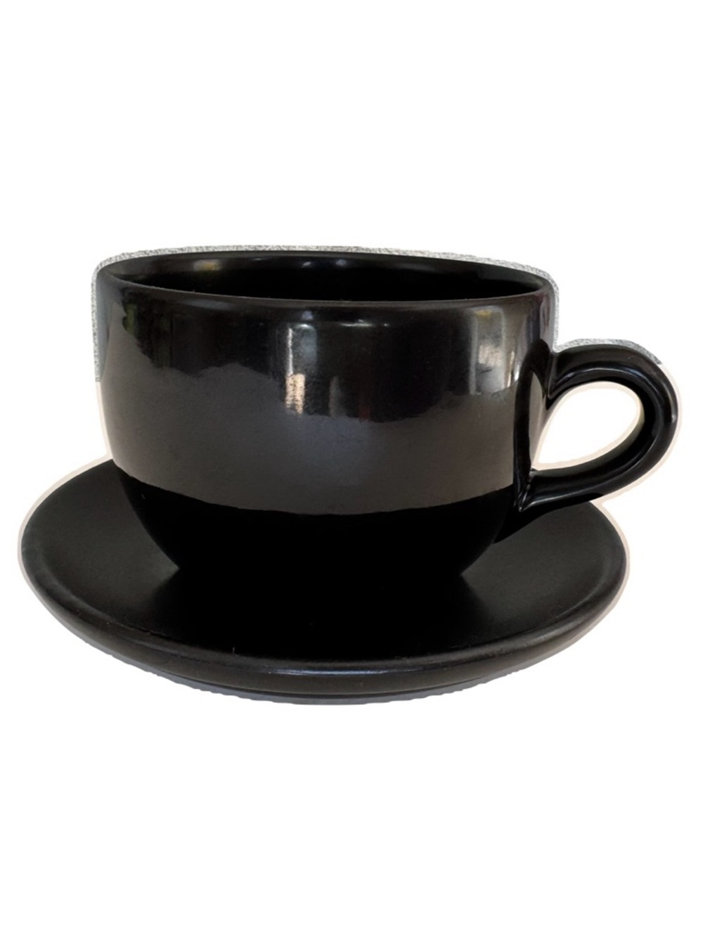 Soup Mug 3 for 15 SALE CLEARANCE Black Cup and Saucer